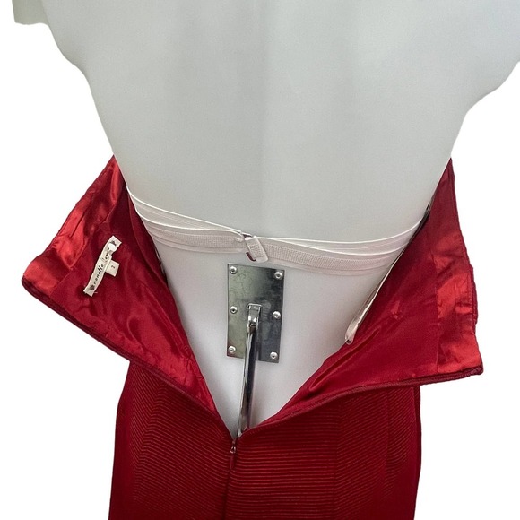 Nanette Lepore Strapless Cocktail Dress Crimson Red Ribbon Tie Waist 2 - Picture 8 of 12